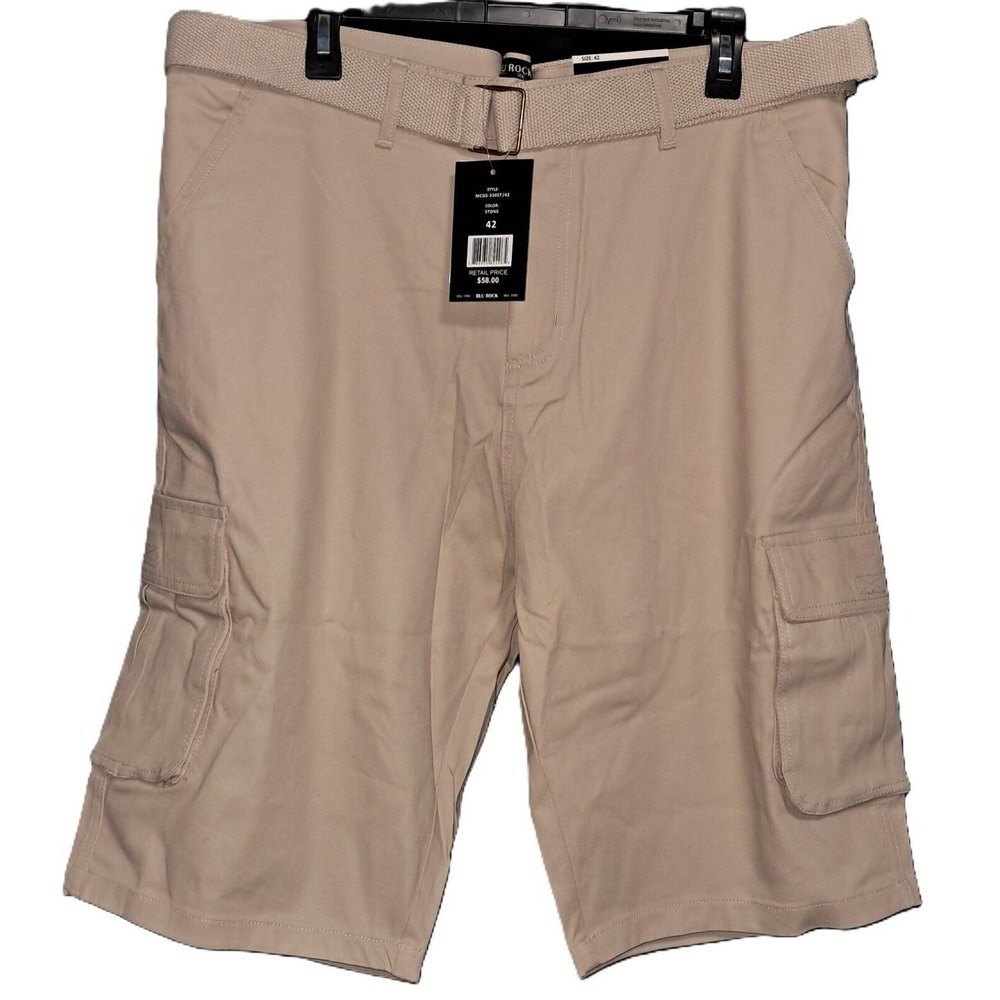 Blu Rock Men's Cargo Shorts, Stone, Size 42, 25 in long